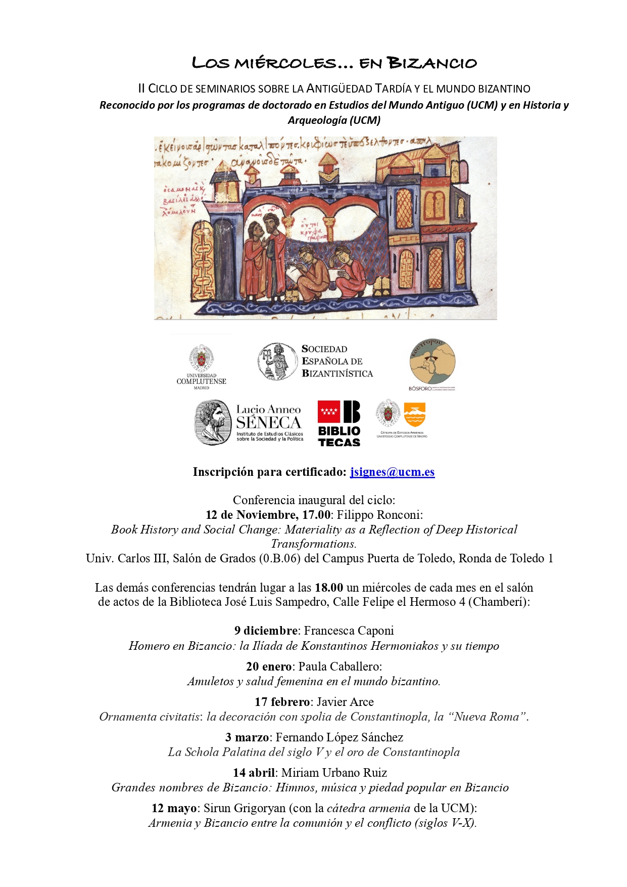 Seminario "Los miércoles... en Bizancio"